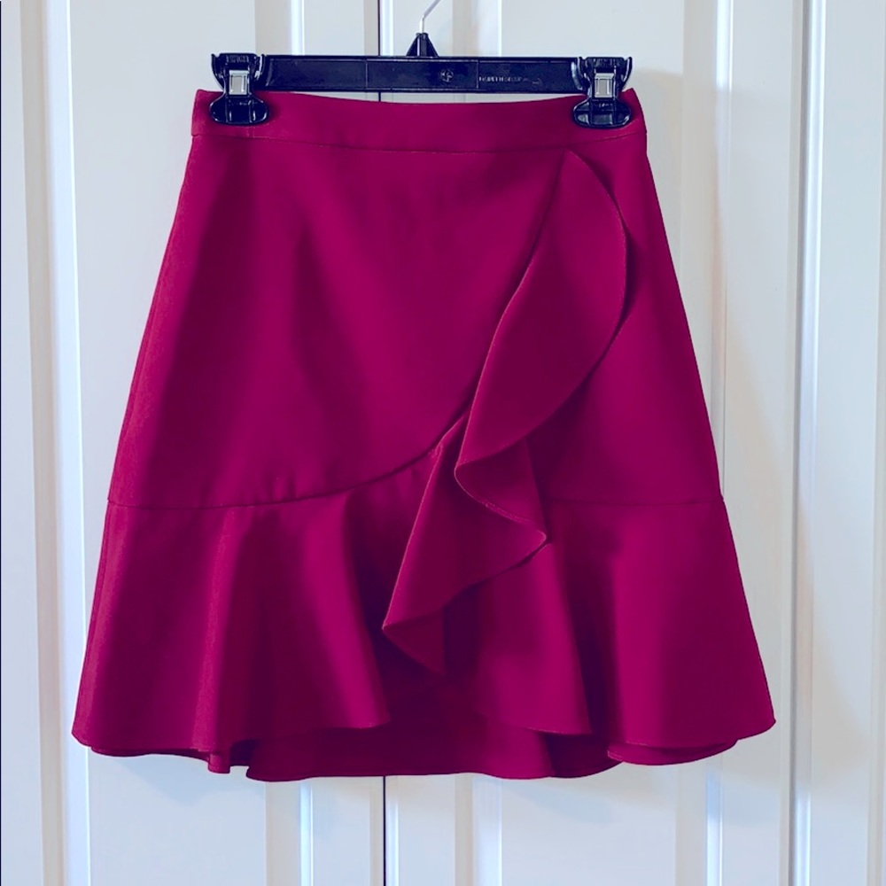 Alice and Olivia Plum mini ruffled skirt